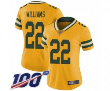 Women's Green Bay Packers #22 Dexter Williams Limited Gold Rush Vapor Untouchable 100th Season Football Jersey