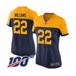 Women's Green Bay Packers #22 Dexter Williams Limited Navy Blue Alternate 100th Season Football Jersey