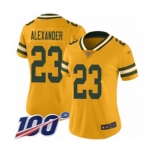 Women's Green Bay Packers #23 Jaire Alexander Limited Gold Inverted Legend 100th Season Football Jersey