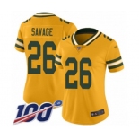 Women's Green Bay Packers #26 Darnell Savage Jr. Limited Gold Inverted Legend 100th Season Football Jersey