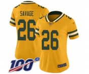 Women's Green Bay Packers #26 Darnell Savage Jr. Limited Gold Inverted Legend 100th Season Football Jersey