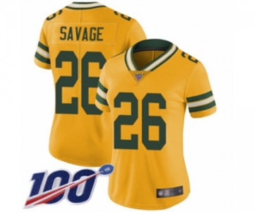 Women's Green Bay Packers #26 Darnell Savage Jr. Limited Gold Rush Vapor Untouchable 100th Season Football Jersey