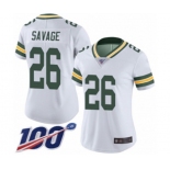 Women's Green Bay Packers #26 Darnell Savage Jr. White Vapor Untouchable Limited Player 100th Season Football Jersey