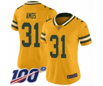 Women's Green Bay Packers #31 Adrian Amos Limited Gold Inverted Legend 100th Season Football Jersey