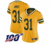 Women's Green Bay Packers #31 Adrian Amos Limited Gold Rush Vapor Untouchable 100th Season Football Jersey