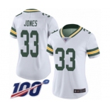 Women's Green Bay Packers #33 Aaron Jones White Vapor Untouchable Limited Player 100th Season Football Jersey