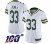 Women's Green Bay Packers #33 Aaron Jones White Vapor Untouchable Limited Player 100th Season Football Jersey