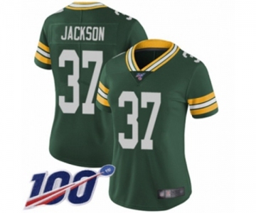 Women's Green Bay Packers #37 Josh Jackson Green Team Color Vapor Untouchable Limited Player 100th Season Football Jersey