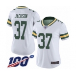 Women's Green Bay Packers #37 Josh Jackson White Vapor Untouchable Limited Player 100th Season Football Jersey