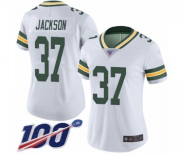 Women's Green Bay Packers #37 Josh Jackson White Vapor Untouchable Limited Player 100th Season Football Jersey