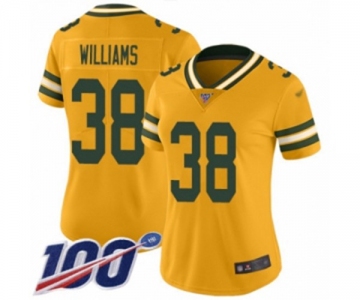 Women's Green Bay Packers #38 Tramon Williams Limited Gold Inverted Legend 100th Season Football Jersey