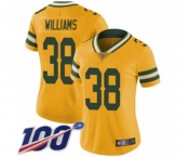 Women's Green Bay Packers #38 Tramon Williams Limited Gold Rush Vapor Untouchable 100th Season Football Jersey