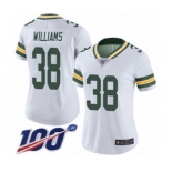 Women's Green Bay Packers #38 Tramon Williams White Vapor Untouchable Limited Player 100th Season Football Jersey