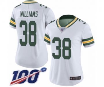 Women's Green Bay Packers #38 Tramon Williams White Vapor Untouchable Limited Player 100th Season Football Jersey