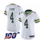 Women's Green Bay Packers #4 Brett Favre White Vapor Untouchable Limited Player 100th Season Football Jersey