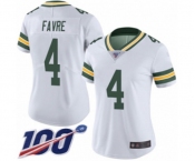 Women's Green Bay Packers #4 Brett Favre White Vapor Untouchable Limited Player 100th Season Football Jersey