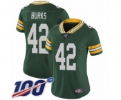 Women's Green Bay Packers #42 Oren Burks Green Team Color Vapor Untouchable Limited Player 100th Season Football Jersey