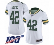 Women's Green Bay Packers #42 Oren Burks White Vapor Untouchable Limited Player 100th Season Football Jersey