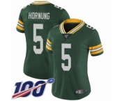 Women's Green Bay Packers #5 Paul Hornung Green Team Color Vapor Untouchable Limited Player 100th Season Football Jersey