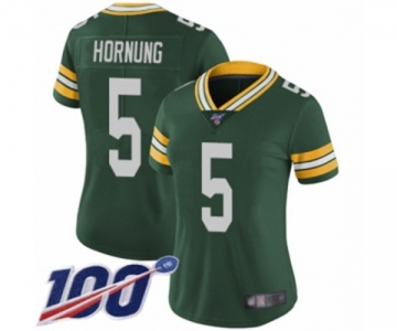 Women's Green Bay Packers #5 Paul Hornung Green Team Color Vapor Untouchable Limited Player 100th Season Football Jersey