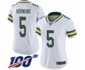 Women's Green Bay Packers #5 Paul Hornung White Vapor Untouchable Limited Player 100th Season Football Jersey