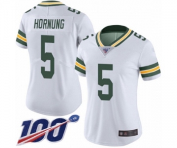 Women's Green Bay Packers #5 Paul Hornung White Vapor Untouchable Limited Player 100th Season Football Jersey