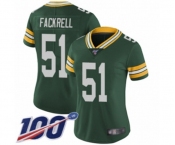 Women's Green Bay Packers #51 Kyler Fackrell Green Team Color Vapor Untouchable Limited Player 100th Season Football Jersey