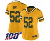 Women's Green Bay Packers #52 Rashan Gary Limited Gold Inverted Legend 100th Season Football Jersey