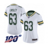 Women's Green Bay Packers #63 Corey Linsley White Vapor Untouchable Limited Player 100th Season Football Jersey