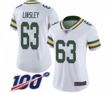 Women's Green Bay Packers #63 Corey Linsley White Vapor Untouchable Limited Player 100th Season Football Jersey