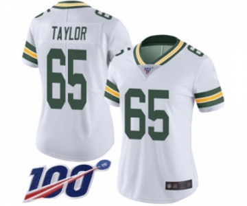 Women's Green Bay Packers #65 Lane Taylor White Vapor Untouchable Limited Player 100th Season Football Jersey