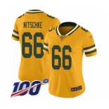 Women's Green Bay Packers #66 Ray Nitschke Limited Gold Inverted Legend 100th Season Football Jersey