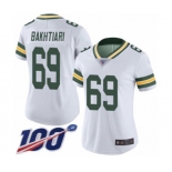 Women's Green Bay Packers #69 David Bakhtiari White Vapor Untouchable Limited Player 100th Season Football Jersey