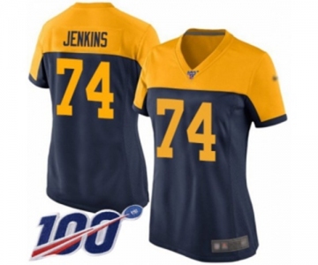 Women's Green Bay Packers #74 Elgton Jenkins Limited Navy Blue Alternate 100th Season Football Jersey