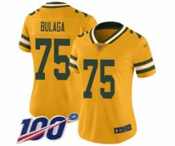 Women's Green Bay Packers #75 Bryan Bulaga Limited Gold Inverted Legend 100th Season Football Jersey