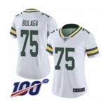 Women's Green Bay Packers #75 Bryan Bulaga White Vapor Untouchable Limited Player 100th Season Football Jersey