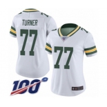 Women's Green Bay Packers #77 Billy Turner White Vapor Untouchable Limited Player 100th Season Football Jersey