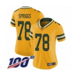 Women's Green Bay Packers #78 Jason Spriggs Limited Gold Rush Vapor Untouchable 100th Season Football Jersey