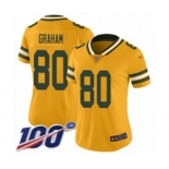 Women's Green Bay Packers #80 Jimmy Graham Limited Gold Inverted Legend 100th Season Football Jersey