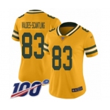 Women's Green Bay Packers #83 Marquez Valdes-Scantling Limited Gold Inverted Legend 100th Season Football Jersey