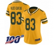 Women's Green Bay Packers #83 Marquez Valdes-Scantling Limited Gold Inverted Legend 100th Season Football Jersey