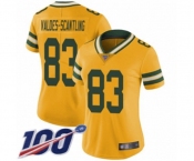 Women's Green Bay Packers #83 Marquez Valdes-Scantling Limited Gold Rush Vapor Untouchable 100th Season Football Jersey