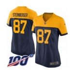 Women's Green Bay Packers #87 Jace Sternberger Limited Navy Blue Alternate 100th Season Football Jersey