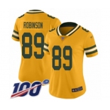 Women's Green Bay Packers #89 Dave Robinson Limited Gold Inverted Legend 100th Season Football Jersey