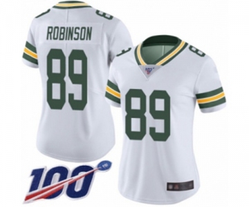 Women's Green Bay Packers #89 Dave Robinson White Vapor Untouchable Limited Player 100th Season Football Jersey