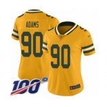 Women's Green Bay Packers #90 Montravius Adams Limited Gold Inverted Legend 100th Season Football Jersey