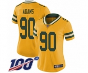 Women's Green Bay Packers #90 Montravius Adams Limited Gold Rush Vapor Untouchable 100th Season Football Jersey