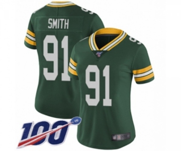 Women's Green Bay Packers #91 Preston Smith Green Team Color Vapor Untouchable Limited Player 100th Season Football Jersey