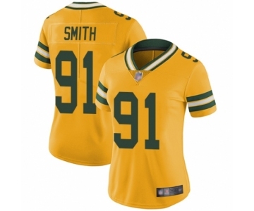 Women's Green Bay Packers #91 Preston Smith Limited Gold Rush Vapor Untouchable Football Jersey