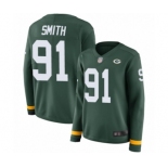 Women's Green Bay Packers #91 Preston Smith Limited Green Therma Long Sleeve Football Jersey